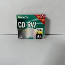 NIP Memorex CD-RW 4x 700MB 80 Min Rewritable Compact Discs 10Pack Blank music CD