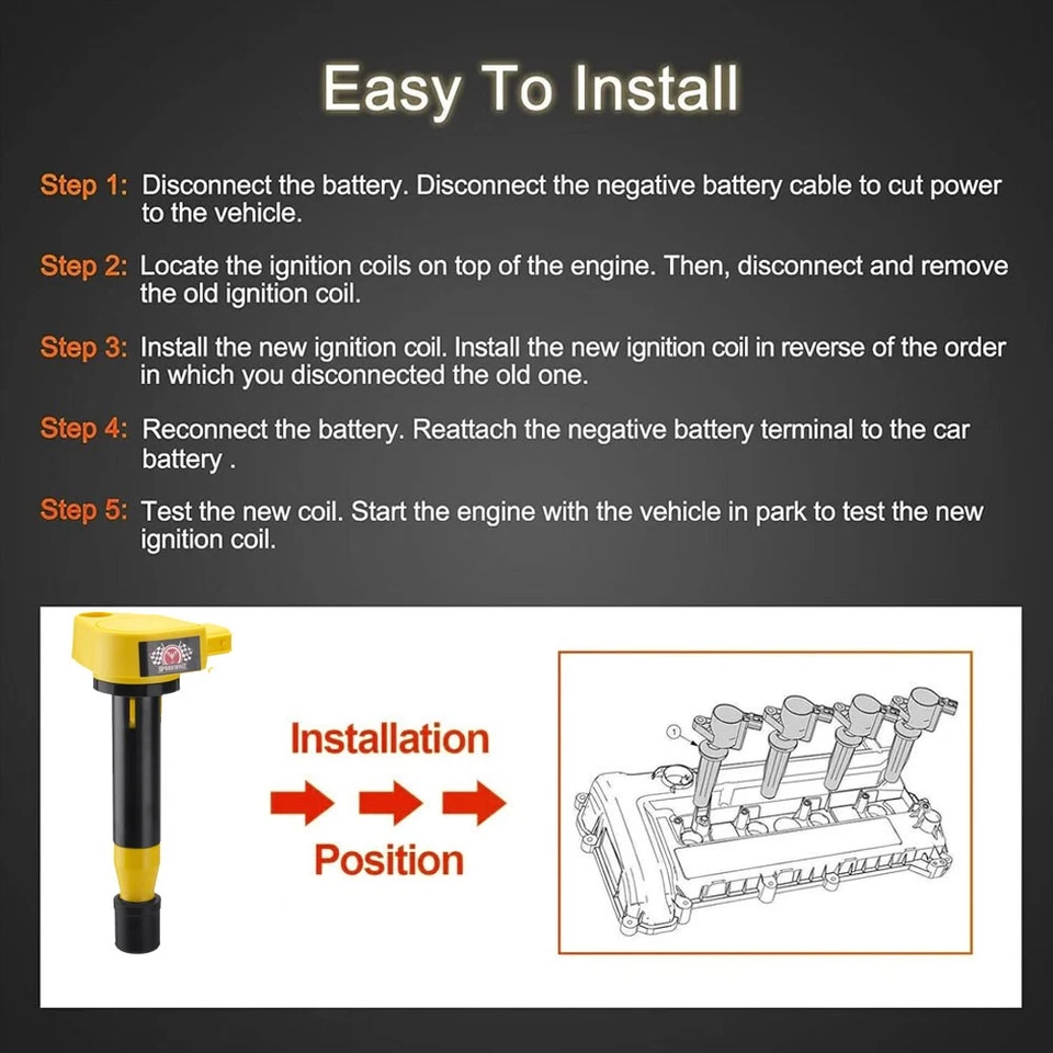 Paquete de 6 bobinas de encendido y bujías para Honda Accord 2000-2007 3,0 L 3,5 L V6 UF242 Foto 4 de 4