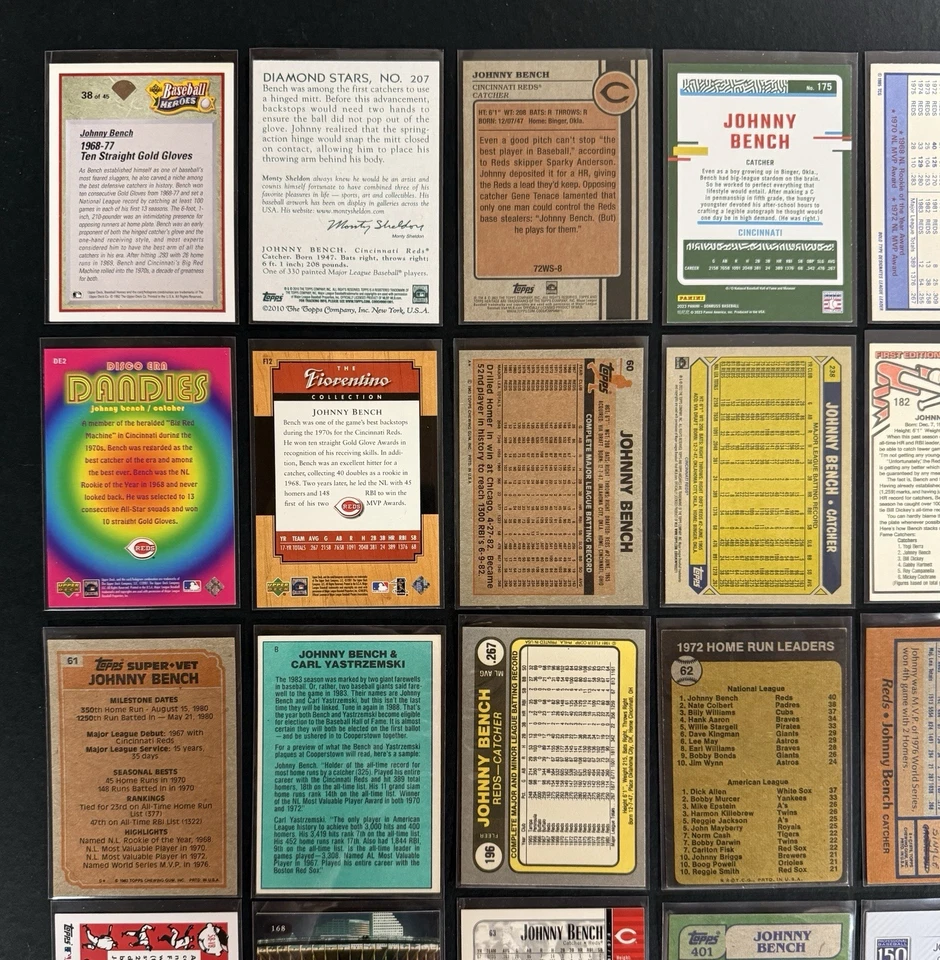 JOHNNY BENCH ~ Lote de (50) Tarjetas - Sin Duplicados ~ CINCINCINNATI REDS ~ HOF Foto 4 de 4