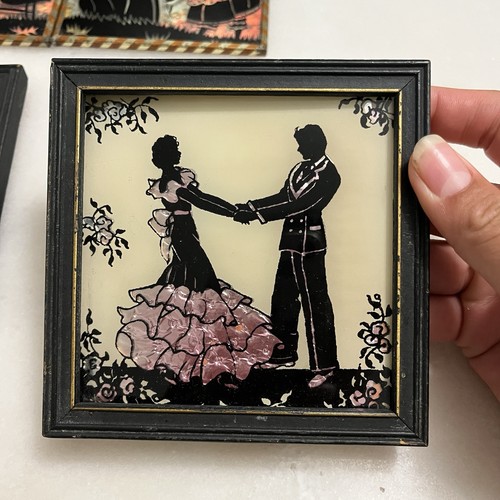 reverse foil vintage victorian couple courting painting - Picture 2 of 9
