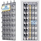 Gray Mesh Hanging Over Door Organizer Storage Bag 35 Pockets For Shoes And More