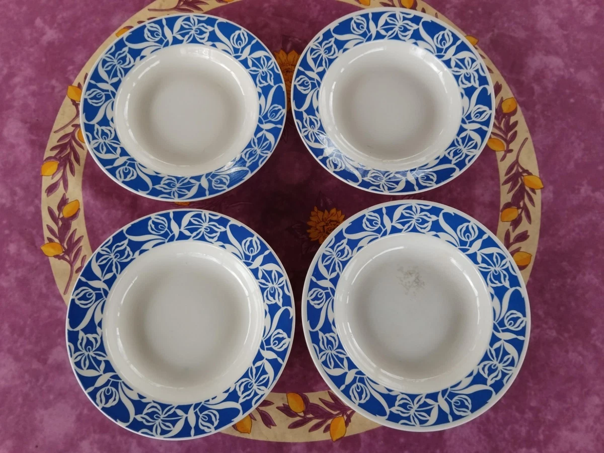 Plat grand assiette creuse saladier vintage Sarreguemines Digoin motif flzur bleue st Étienne