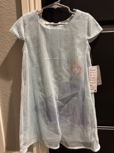 Disney Store Frozen Elsa Dress Girls Blue Sequin  size 5/6 NWT