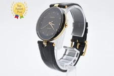 [ NEAR MINT ] RADO Florence 152.3694.2 Gold Black Dial Date Quartz Watch JAPAN