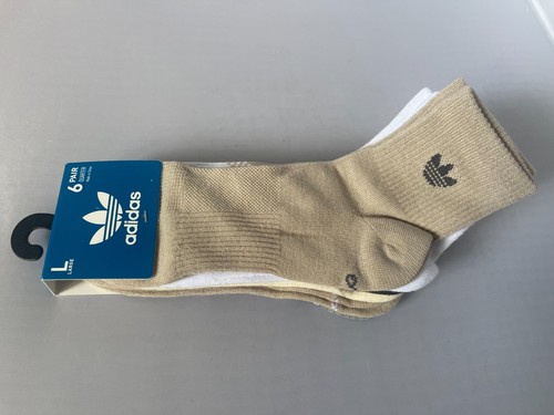 Adidas Men's 6-Pair Quarter Socks Beige/Oatmeal/White/Gray - Picture 7 of 7