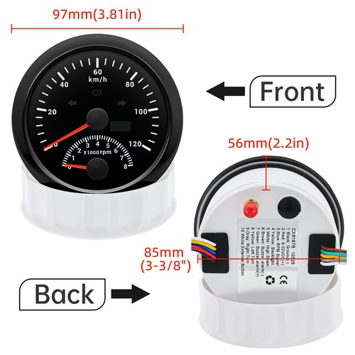 85MM Black 7 Colors LED GPS Speedometer 120km/h With Tacho 8000RPM Gauge For Car - Picture 4 of 17