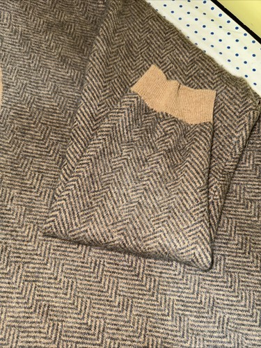 Orvis Pullover Herren Large braun Kaschmir Fischgrätmuster V-Ausschnitt Pulli Strick Preppy - Bild 7 von 8
