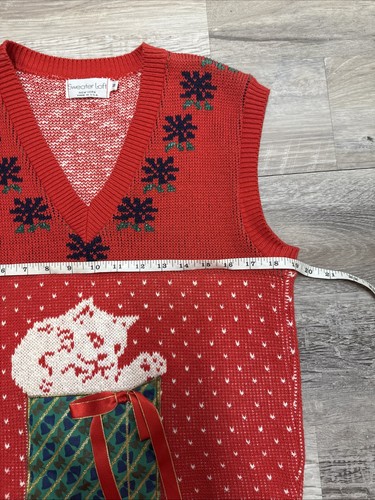 Sweater Loft Button Vest New York USA Cat Lover Vintage Animal Grannycore Sz S - Picture 3 of 5