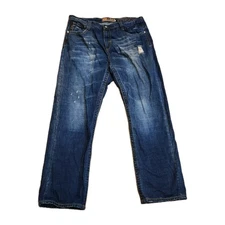 Vtg 2000s AKADEMIKS "Small Arms Patrol" Distressed Denim Blue Jeans Size 40x32 