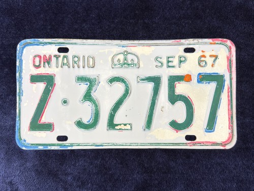 1967 License Plate Ontario SEP 67 Canada Z-32757 Commercial Quarterly Basis - Bild 1 von 4