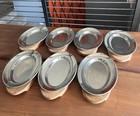 7 Gense /Broms Sweden Stainless Steel 18-8 Serving Tray Platters wood bases MCM