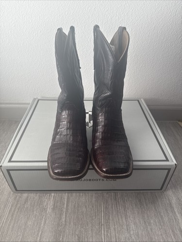 Men's Rujo The Roscoe Black Cherry Caiman  Leather Cowboy Boots 8EE - Picture 11 of 17