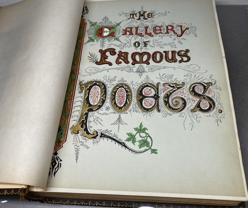 Antique Book Leather Bound Gallery Of Famous English And American Poets 1873 - Imagen 7 de 23
