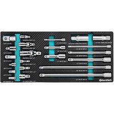 22-Piece Socket Accessory Set: Extensions, Adapters & Spark Plug Tools