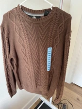 WP Weatherproof Men's Easy Care Classic Cable Knit Sweater size Large NWT