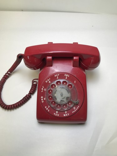Telefono da scrivania vintage anni 60 sistema a campana quadrante rotante Western elettrico ROSSO - Foto 1 di 3