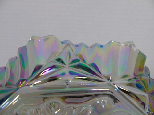 VTG Iridescent Smoky Gray Carnival Glass Scalloped Dish 9" Fruit Bowl - Picture 5 of 12