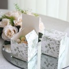 25 WHITE SAGE GREEN Square 3" x 3" Favor BOXES Floral Printed Candy Holders