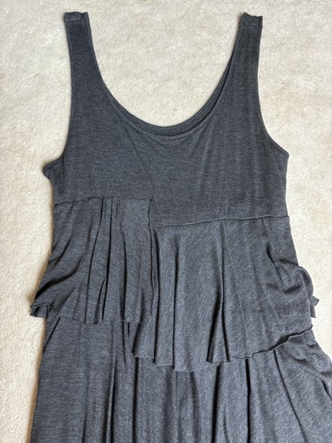 Soft Surroundings Tiered Ruffled Maxi Dress PM Soft Charcoal Gray EUC - Picture 10 of 12