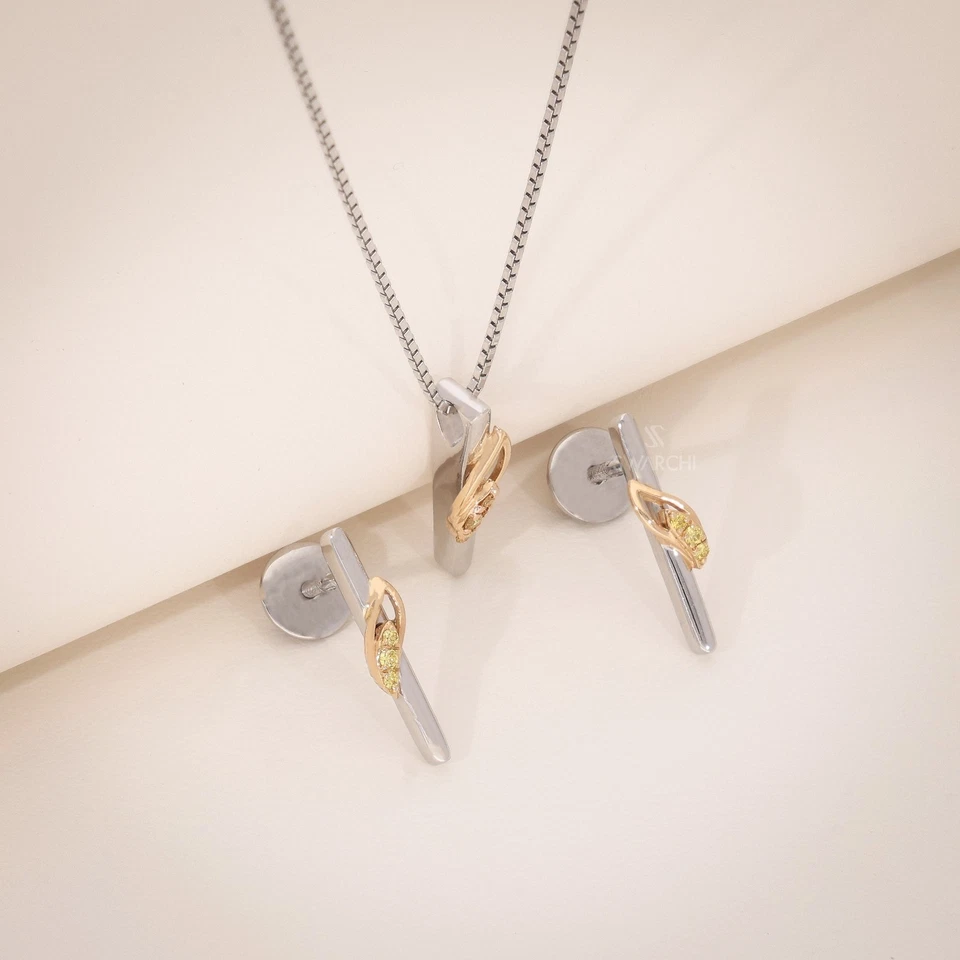 Juego de pendientes y colgantes de diamantes | Oro rosa de 18 quilates y platino | 8,45 grms Foto 2 de 2