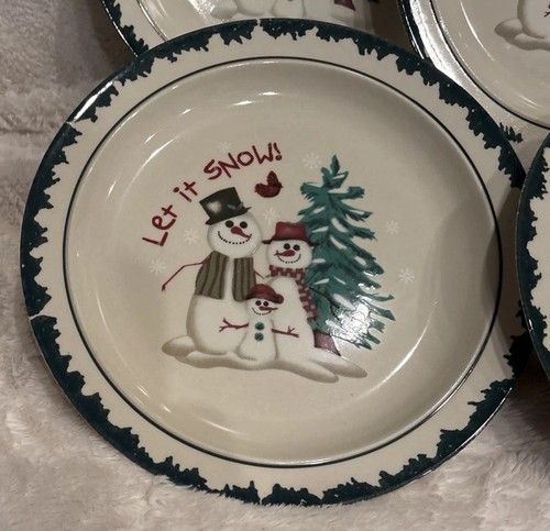 Vintage 1998 Atico Let It Snow-Snowmen/Christmas 10" Dinner Set Of 4 Plates - Picture 2 of 5