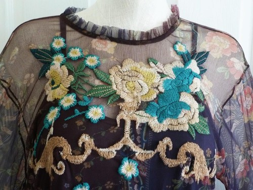 Túnica y cami 2 piezas Johnny Was BIYA romántica boho bordada malla manga campana XL - Imagen 2 de 17