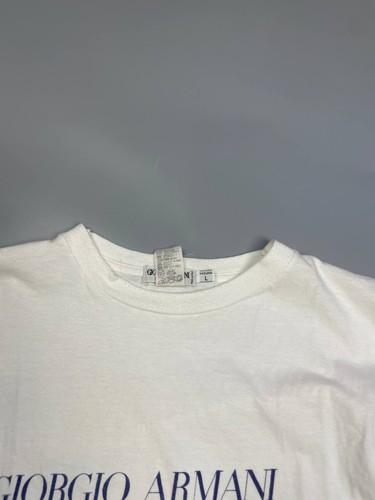 RARE Vintage Giorgio Armani Le Collezioni Shirt Big Logo Italy White Tee Men L - Picture 6 of 9