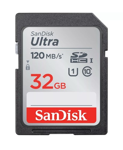 SanDisk Ultra SD Memory Card 32GB SDHC Class 10 For Cameras UHS-1 Up To 120MB/s