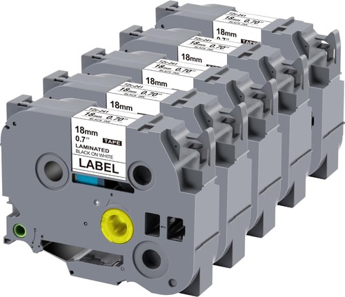 5 Pack Compatible TZ Tape 18mm 0.7 Laminated White TZc241 for Brother Label M... - Picture 1 of 8