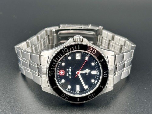Reloj de buceo militar suizo para hombre Wenger Aquagraph esfera negra 79076 C3 funcionando - Imagen 7 de 11