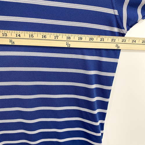 Dunning Golf Herren Poloshirt Large Blau Gestreift Kurzarm Coolmax Golf Active - Bild 9 von 10