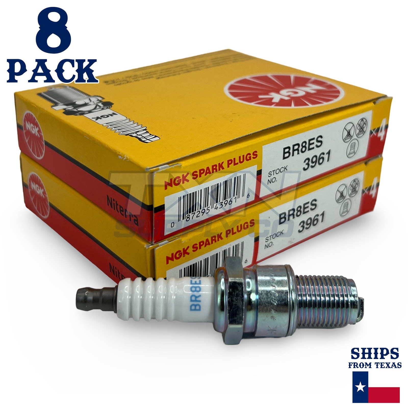 8 Pack NGK 3961 Spark Plugs BR8ES SOLID