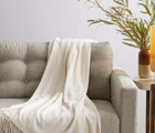 NWOT QUINCE MONGOLIAN CASHMERE THROW IVORY 60 X 50 TWO TONE REVERSIBLE PLZ READ!