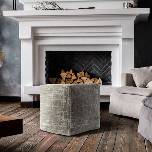 Kian Gray/Ivory Polyester Acrylic 18 in. x 18 in. Cube Transitional Distressed - Picture 6 of 7