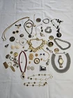 Vintage Costume Jewelry Lot – Necklaces, Mixed Earrings, Medals ,watches An More