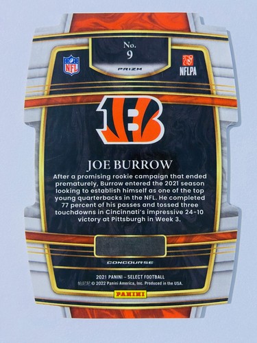 Joe Burrow – Bengals 2021 Panini Select Concourse Die-Cut Silver Prizm Parallel - Bild 2 von 2