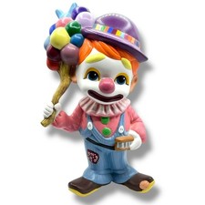 Vintage Whimsical Clown Figurine Hand painted Greenware Kitsch