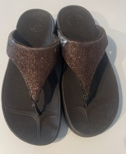FitFlop Astrid Sequin Thong Sandals Womens Size 9 EUR 41 Bronze Brown Summer