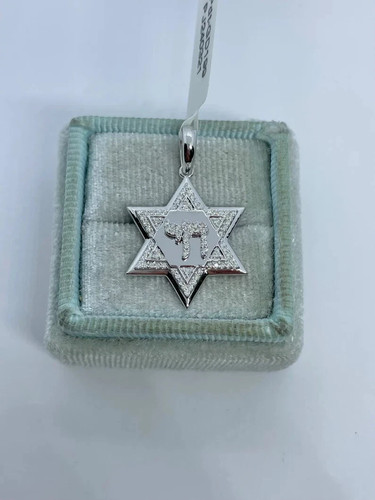 0.26Ct Round Moissanite Star of David Pendant 14K White Gold Plated Free Chain - Picture 2 of 5
