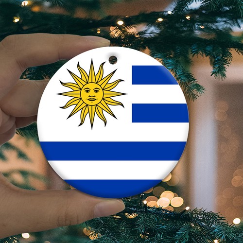 Uruguay Flag Round Christmas ornament city travel souvenir - Picture 3 of 3