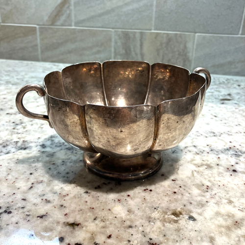 Vintage kleine Sterling Silber Sockel Schale, mit Griffen, 5 Zoll x 3 Zoll, 217,7 Gramm