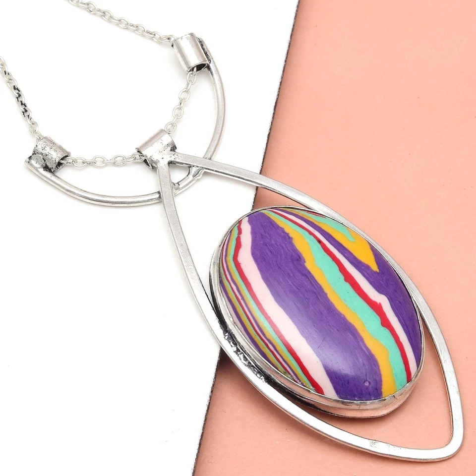 Collar Joyería Arco Iris Piedras Preciosas Calsílice Joyería Collar Gargantilla Foto 4 de 4