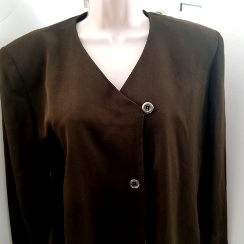 LIz Claiborne Ladies SILK Rich Cocoa Brown Fully Lined Business Jacket Size 8 - Picture 2 of 11