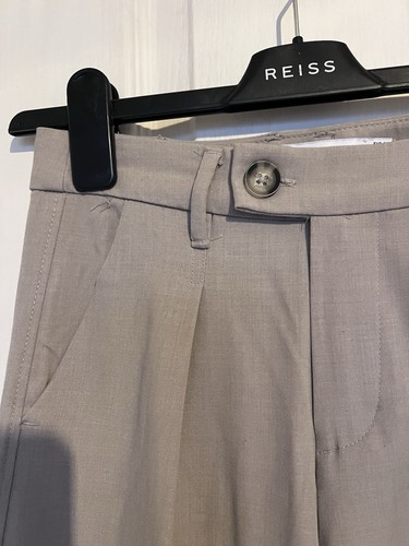Bershka Tailored Straight Leg Single Button Linen Trouser in Sand Beige Size 32 - Picture 11 of 11