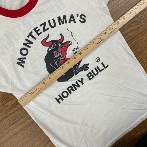 Vintage 70s Men’s Small Montezuma Tequila Ringer Tee Bull Rare Promo - Bild 5 von 8
