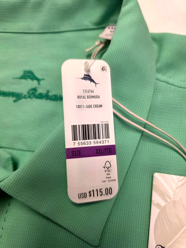New TOMMY BAHAMA Island Zone ROYAL BERMUDA Button Shirt 2XL XXL Jade Green SILK - Picture 5 of 6