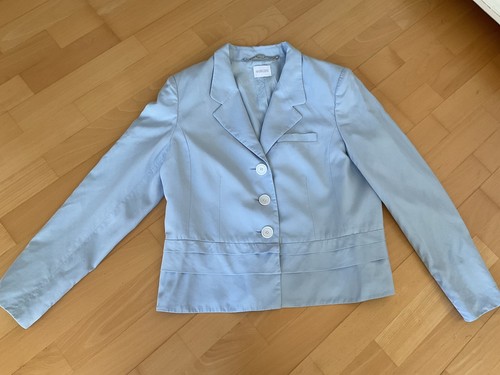 Schicker leichter Blazer Jacke von MADELEINE Gr. 42 Hellblau mit Leinen - Bild 2 von 6