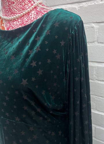 New Monsoon Dress UK 20 Devore Star Velvet Green Midi Party Occasion - Picture 3 of 9
