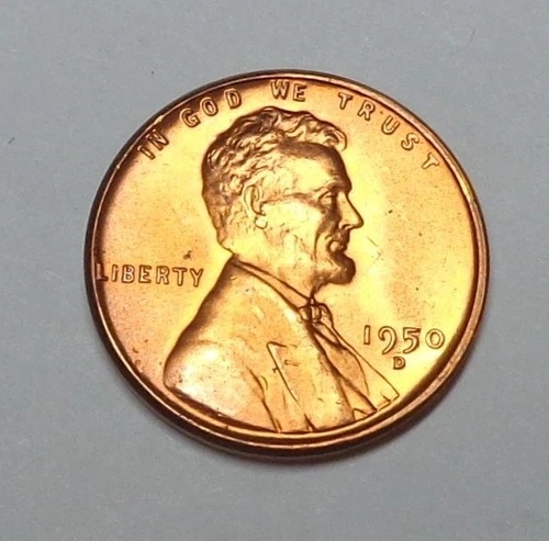 1950-D Lincoln Wheat Penny Cent Red BU Uncirculated From Original Roll
