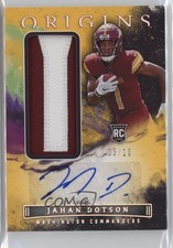 2022 Panini Origins Jumbo Jersey Gold /10 Jahan Dotson #164 Rookie Auto RC